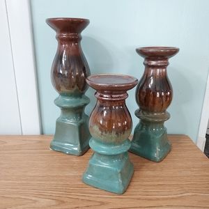 Pottery candle holders - Set of 3